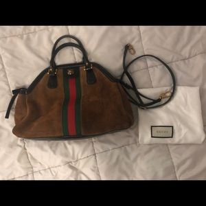 Gucci Rebelle Medium Top Handle Suede Satchel